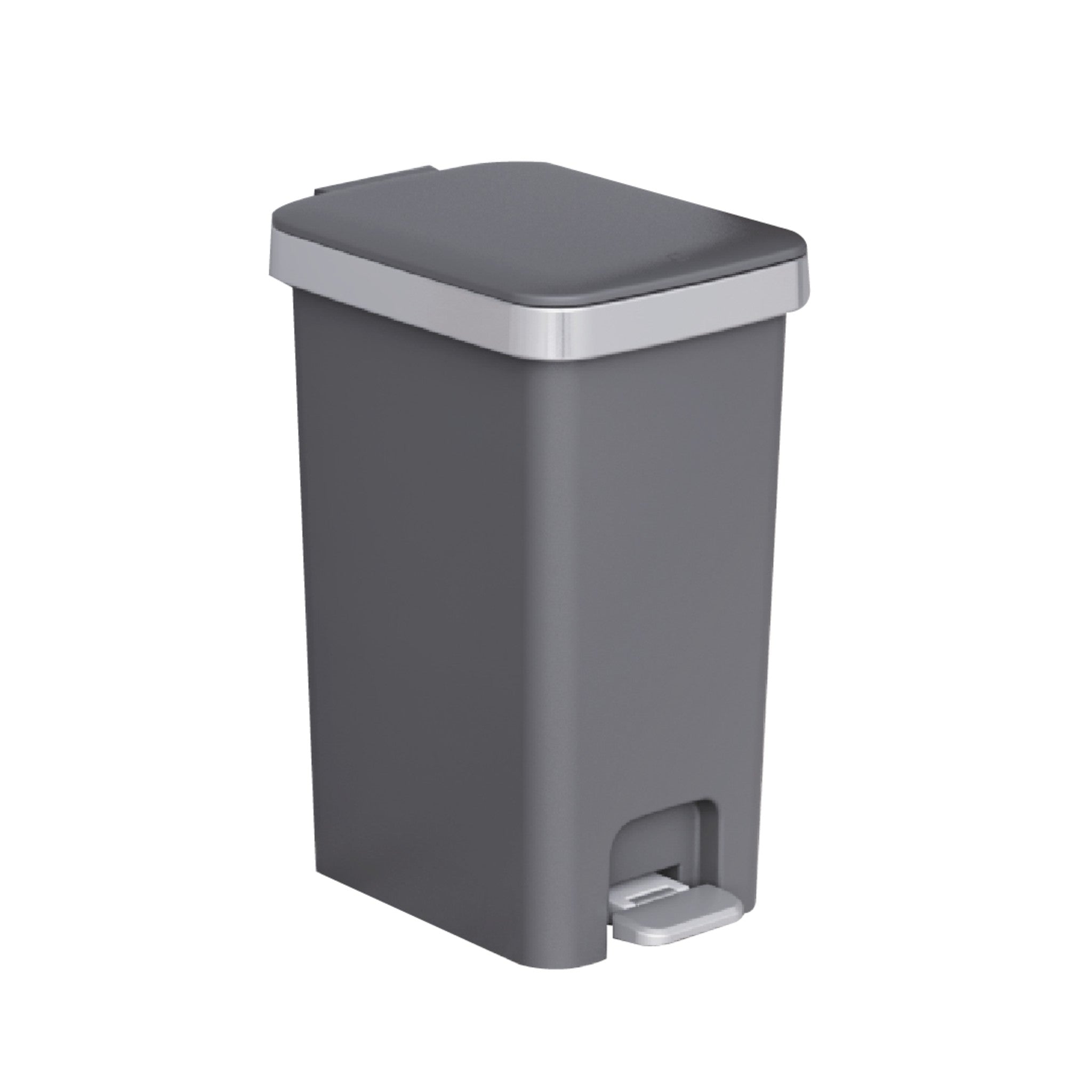 Basurero 15l Doble Mecanismo con Pedal de Acero Inoxidable Gris