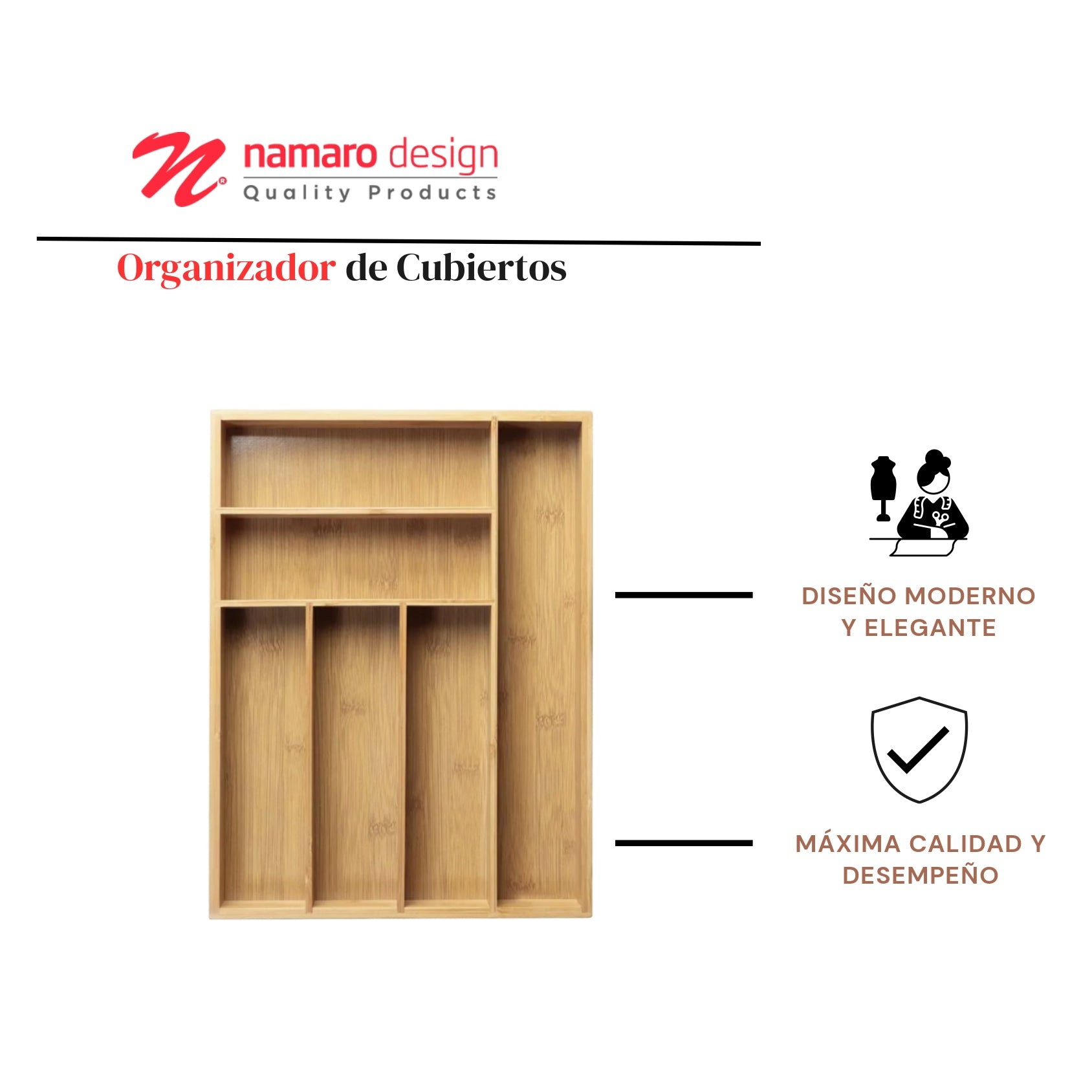 Organizador de Cubiertos de Bamboo