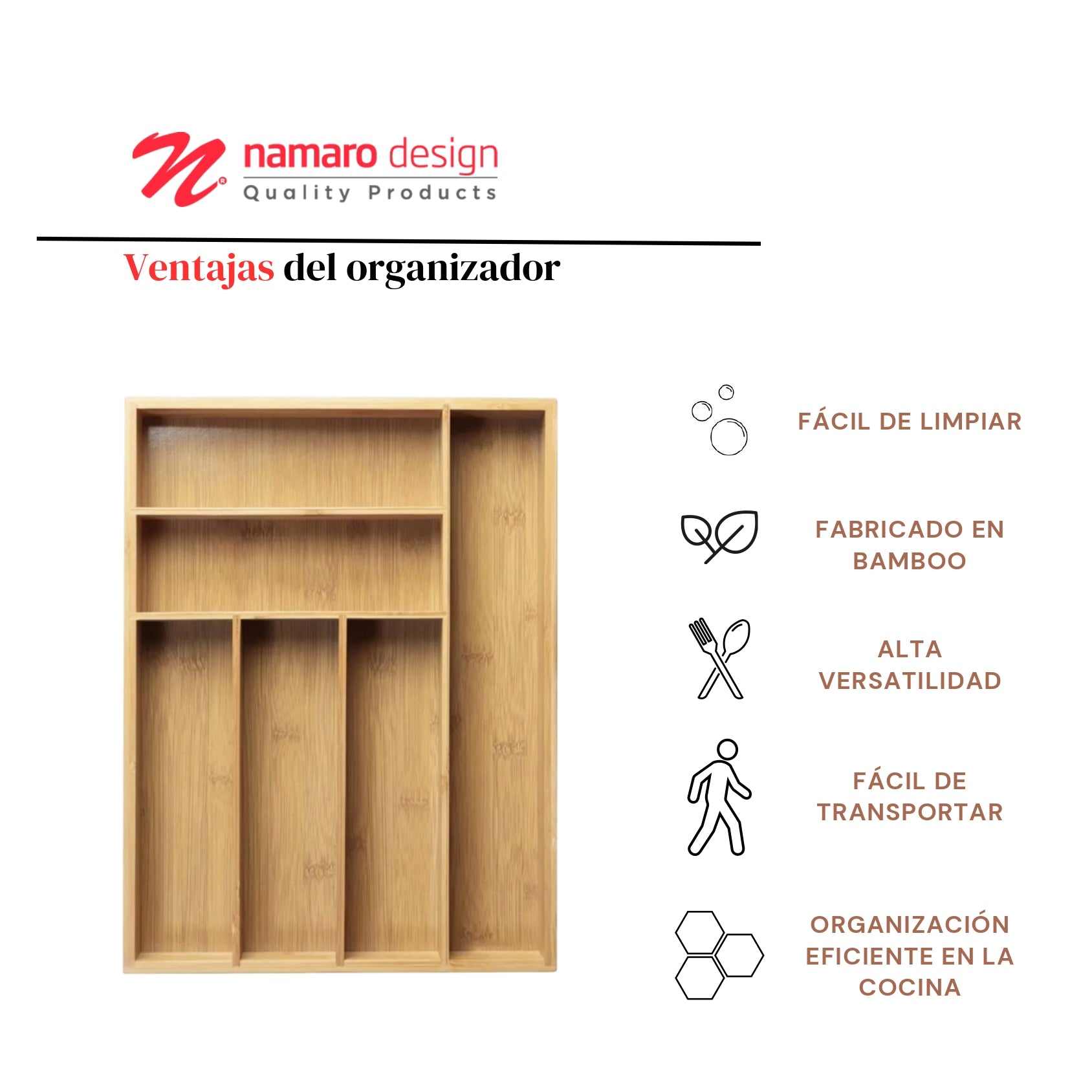 Organizador de Cubiertos de Bamboo